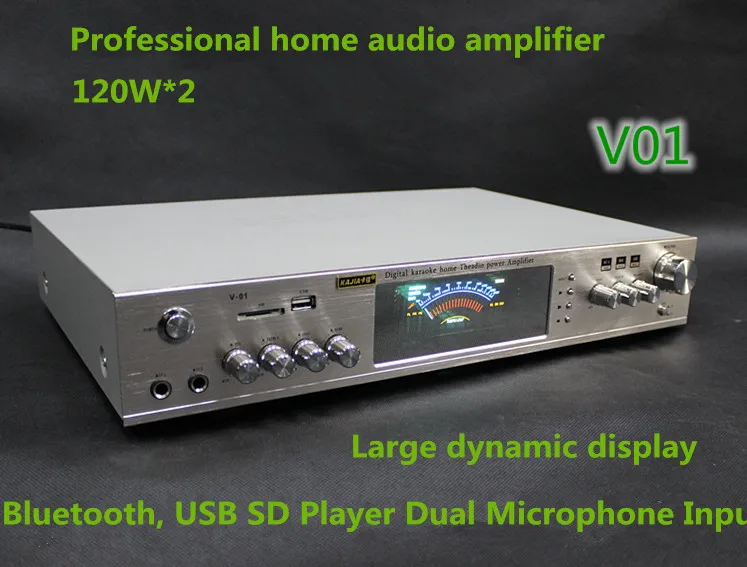 V 01 Bluetooth усилитель 120 Вт * 2 HIFI Цифровой караоке домашний theadio аудио со светодиодным