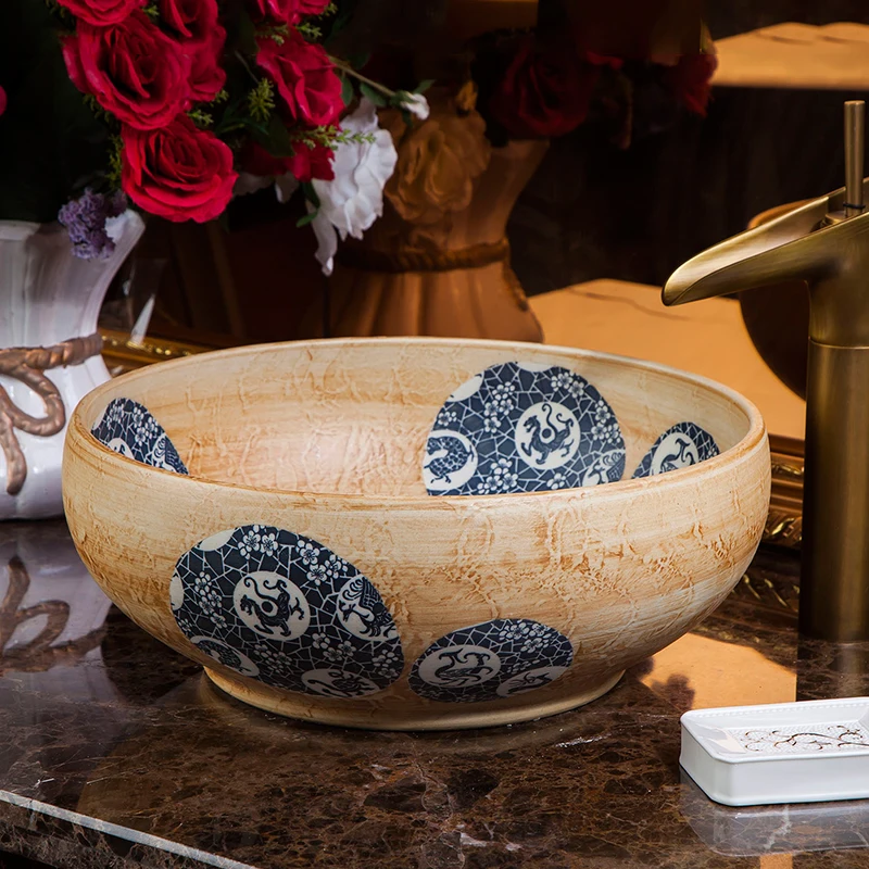 China Artistic Handmade Art wash basin Ceramic Counter Top Wash Basin Bathroom Sinks hand wash art basin bathroom sinks (5)