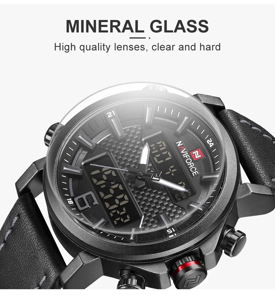 NAVIFORCE Top Luxury Brand Military Quartz Mens Watches LED Date Analog Digital Watch Men Fashion Sport Clock Relogio Masculino