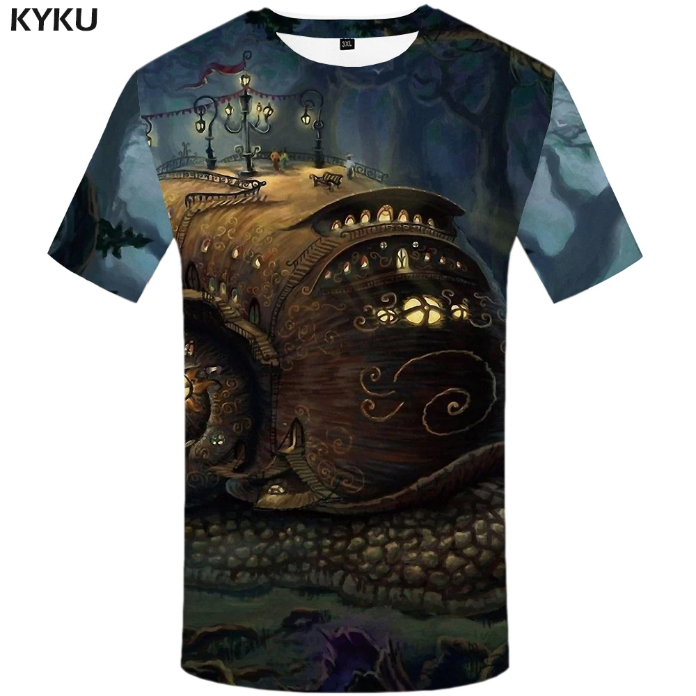 KYKU Spacecraft T Shirt Men Mechanical Tshirt Funny T Shirts Hip Hop Tee Streetwear Mountain 3d T-shirt Black Mens Clothing 2018