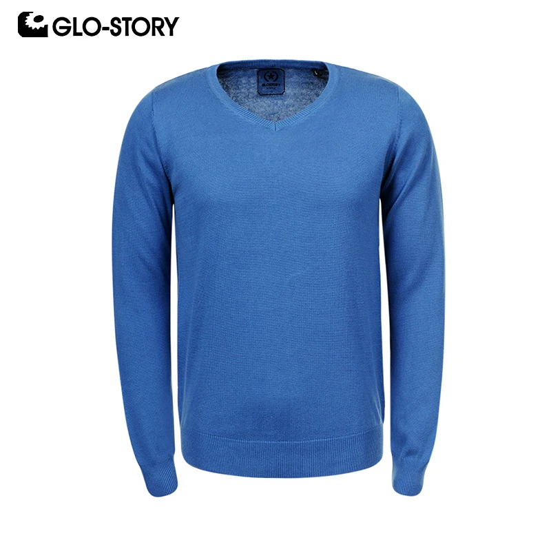 

GLO-STORY 2019 Men's Basic V-neck Pullover Sweaters Men Pull Homme Sweater Tops MMY-7196