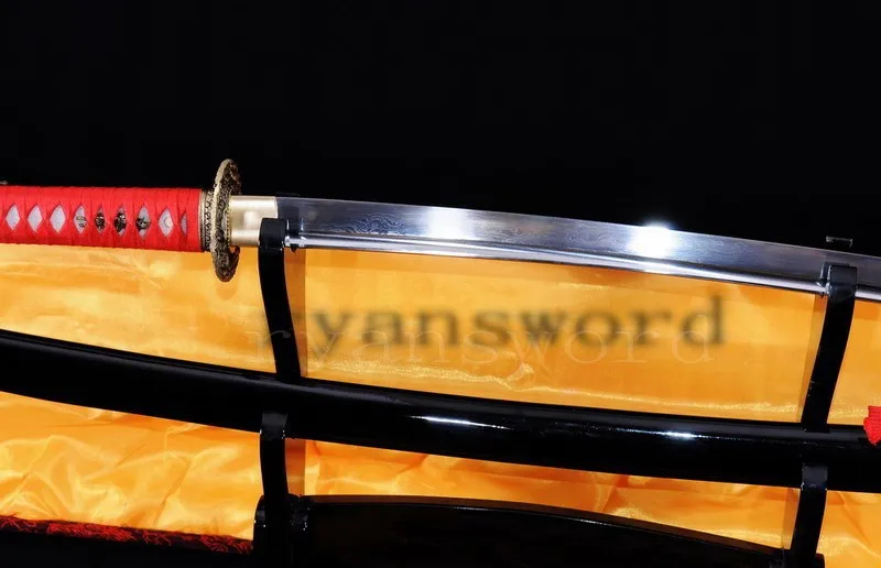 Дамасский клинок ручной работы изогнутая сталь японский самурайский меч катана