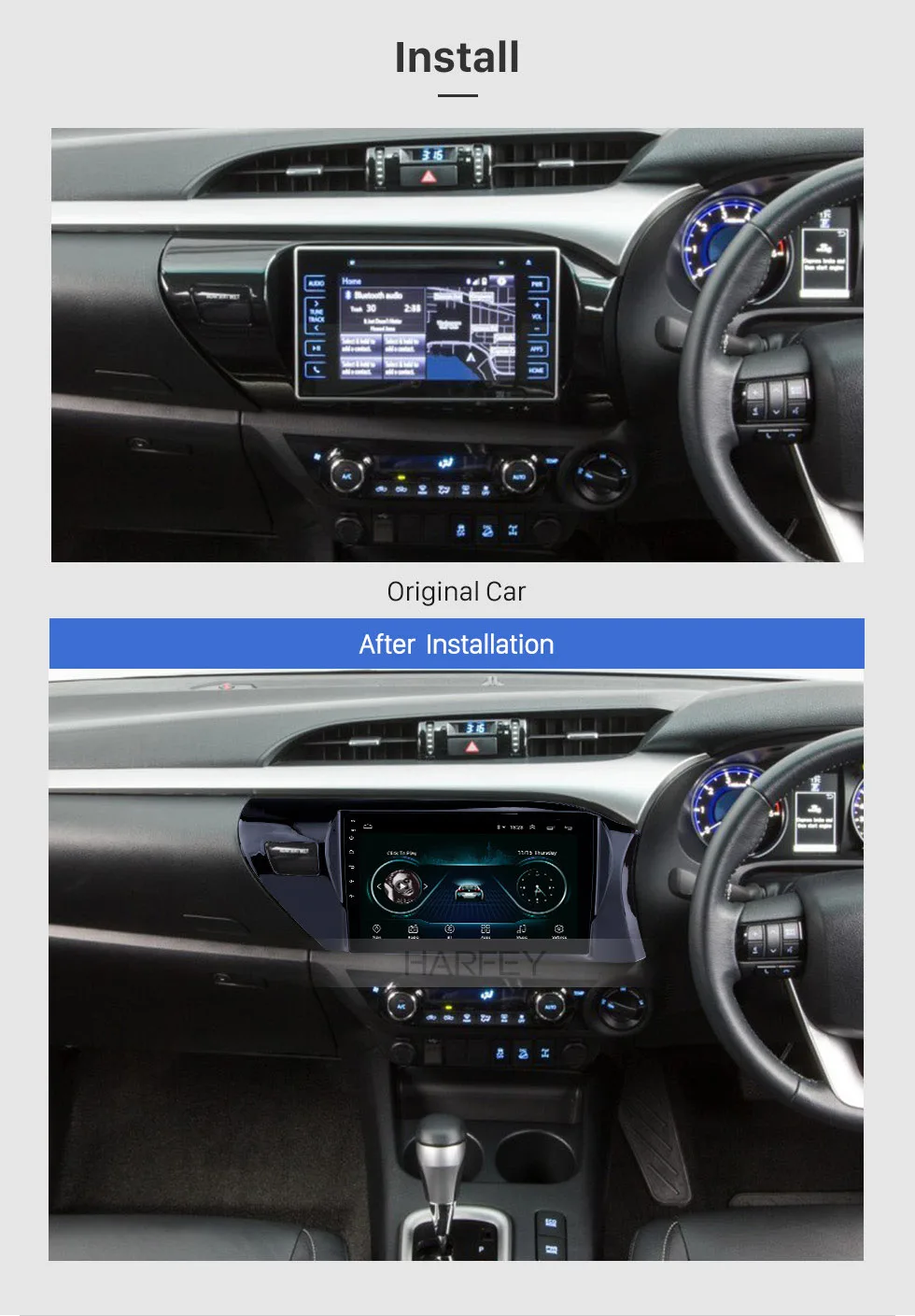 Discount Harfey 10.1" 2din Android 8.1 Car GPS Radio for Toyota Hilux Right Hand Drive 2016 2017 2018 Head unit Mirror Link 3G bluetooth 1