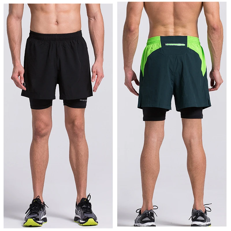 Mens active sport GYM running shorts compression lycra boxer inside