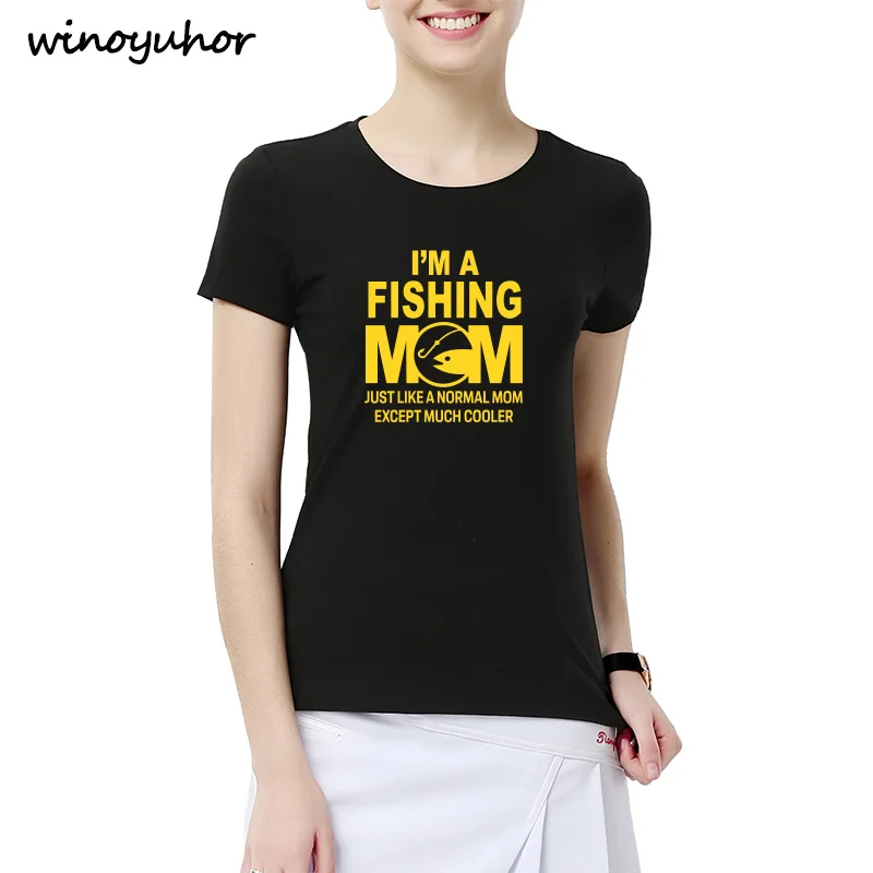 I'm A Fishing Mom Printed T Shirt Women Summer Fashion Casual Short Sleeve T shirts Funny Fish