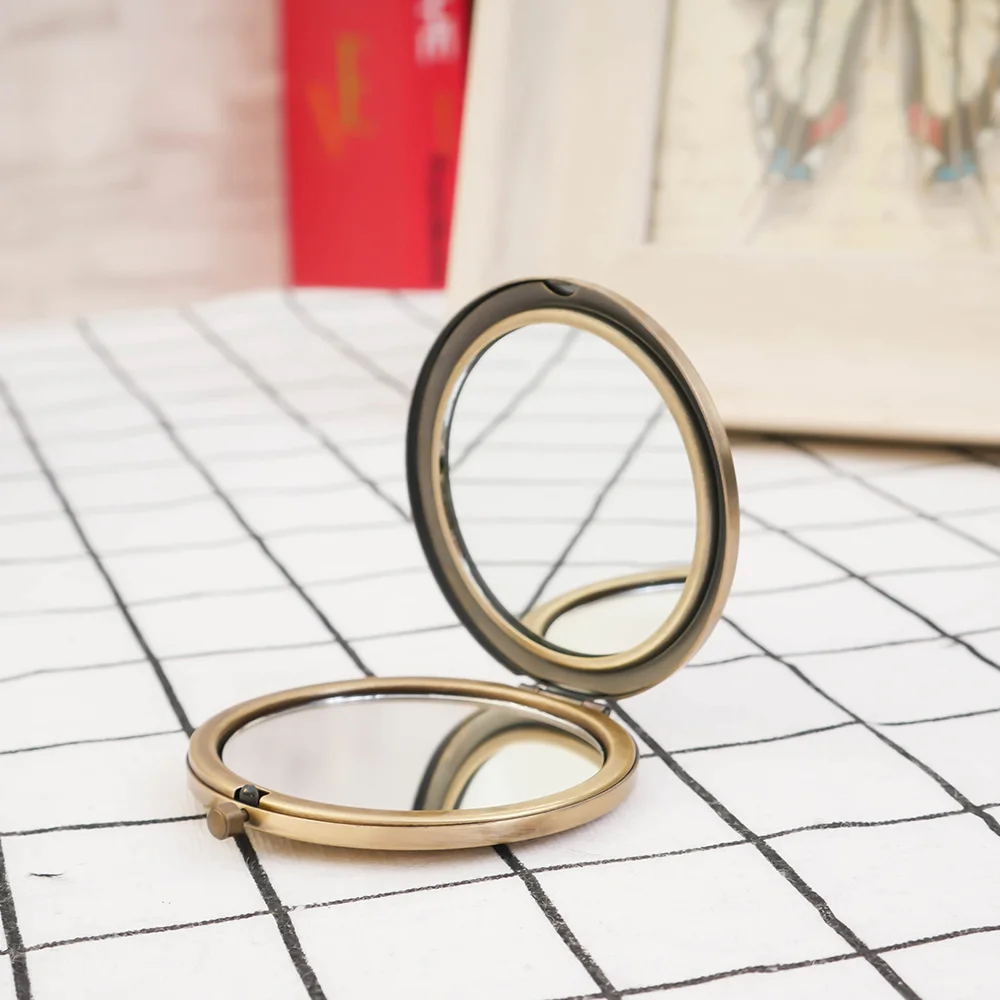 1 шт пустые компактные зеркала DIY Портативные металлические косметические зеркальные инструменты для макияжа карманное зеркало серебряное Золотое бронзовое