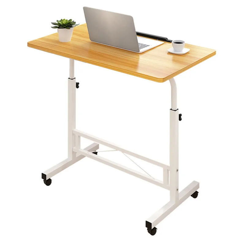 Adjustable Computer Desk Simple Mobile Lifting Laptop Table With Wheels Wood Laptop Table Beside Bed Sofa