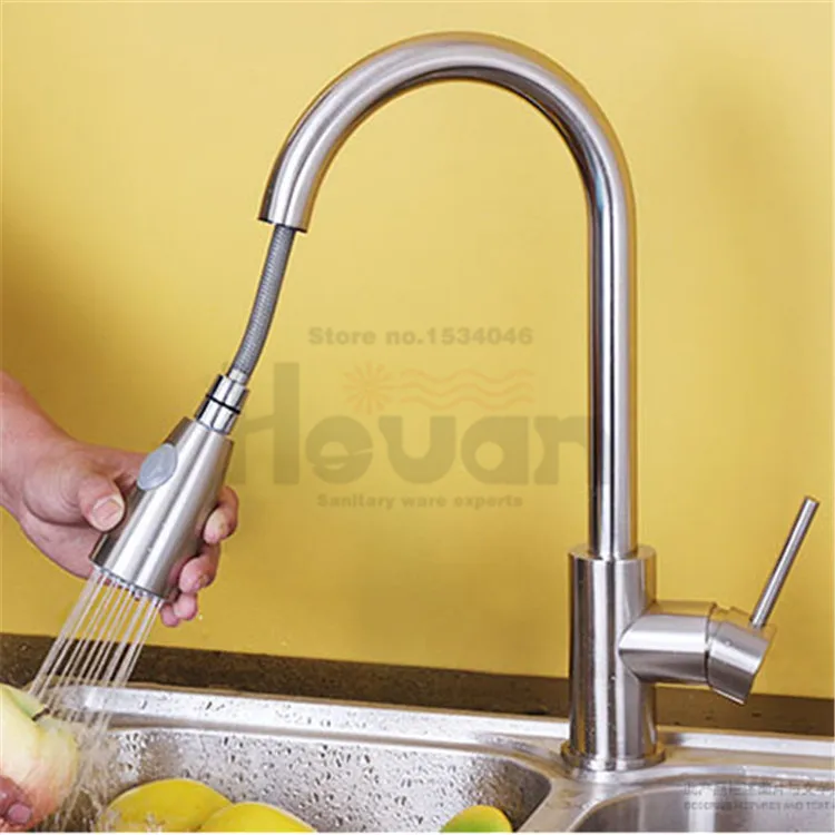 

pull out surface brushed rotation pull out kitchen faucet single hole sink single handle water mixer tap