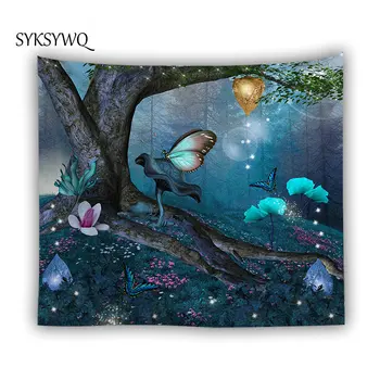 

butterfly flower tapestry wall decor carpet tapices drop shipping bedroom wall hanging strand doek