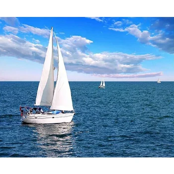 

Diamond Painting Full Drill Square Round Rhinestone Sailboat Sea Cross Stitch Embroidery Diamonds Mosaic Kits Home Decor DIY 5d