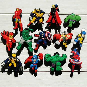 

1pcs Avengers Charms PVC Shoes Accessories Decoration Small Ornaments or Gifts for Party Shoe Buckles