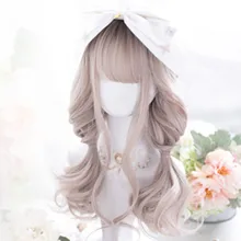 Косплей салон 50 см челка Лолита Средний кудрявый смешанный цвет Омбре женские милые челки синтетические волосы косплей парик H762345