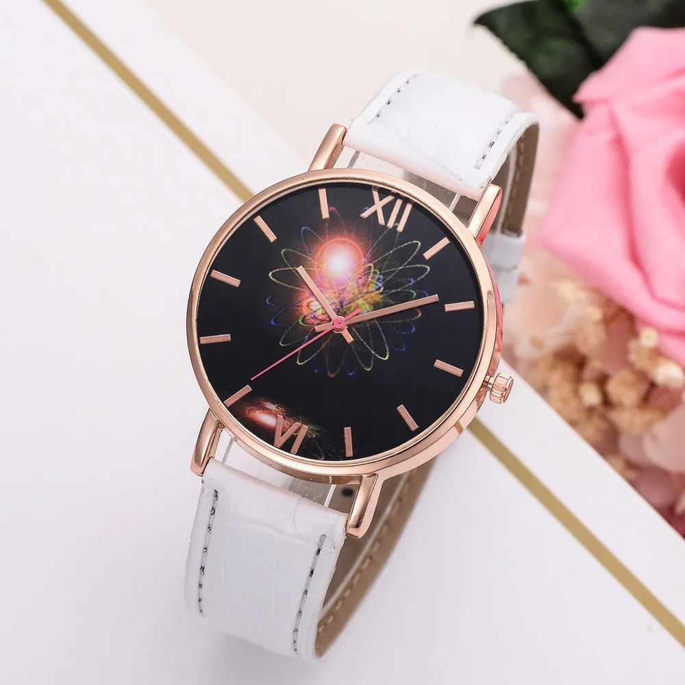 

Hot Selling Women Watches Planet Pattern Dial Simple Quartz Ladies Business Clock Dress Sport WristWatch Relojes Para Muje@50