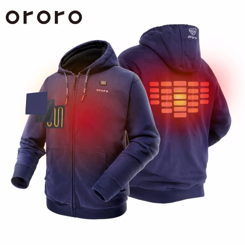 Battery Heated Clothing >> Unisex Hoodies Full Zip Coat With Hood Electric Battery Heated Ororo Battery Heated Clothing >> Unisex Hoodies Full Zip Coat With Hood Electric Battery Heated Ororo