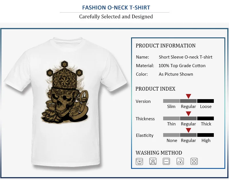 Round Neck All Cotton T Shirts for Men Family Summer Fall Tops Tees Short Sleeve Brand Flower of Life Skull Golden Printing Tee Shirt