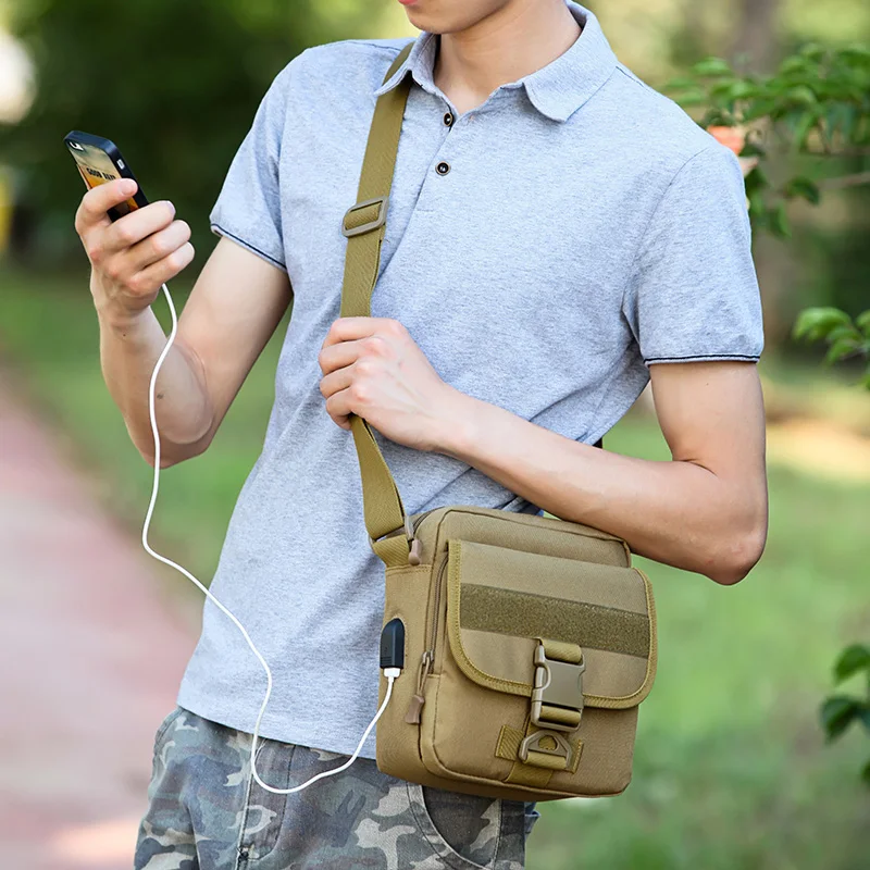 USB Charging 2 in 1 Military Tactical Bag With Water Bottle Bags Army Shoulder Camping Hiking Camouflage Handbag