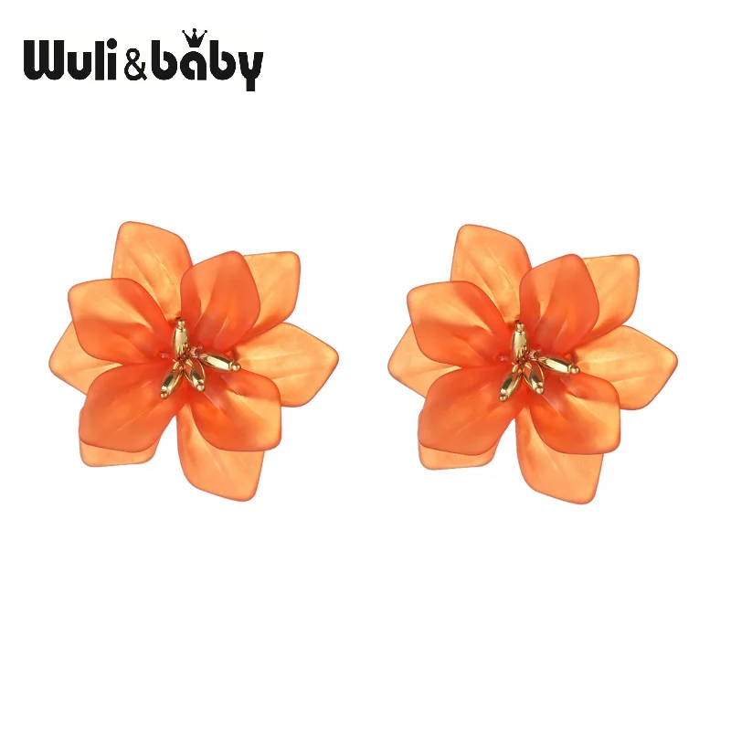 Женские акриловые серьги Wuli & baby большие в форме цветка гипербола белого