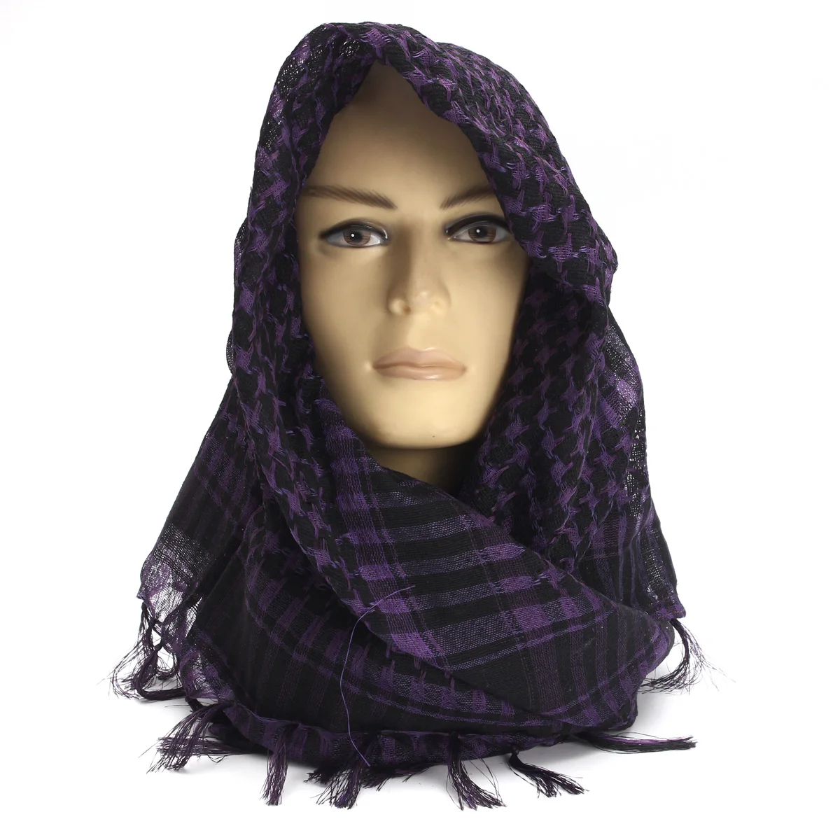 Легкий военный тактический Keffiyeh Shemagh пустынный шарф в арабском стиле, шаль на шею, накидка на голову, походный шарф для стрельбы - Цвет: purple