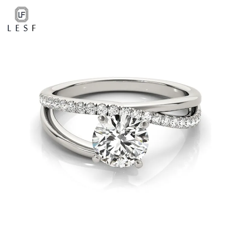 

LESF 925 Sterling Silver Multi Row Ring Fashion Round Cut Cubic Zirconia Engagement Wedding Rings For Women Bridal Jewelry