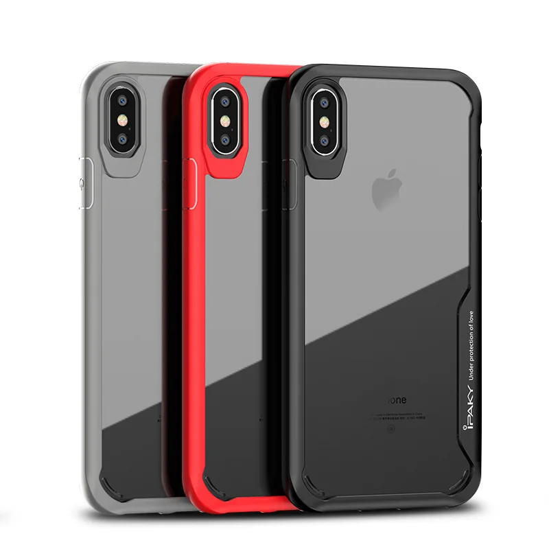 

Glossy Hard Transparent PC Backcover Soft TPU Bumper Silicone Case Protector Back Cover Phone Funda for iPhone XS Max XR
