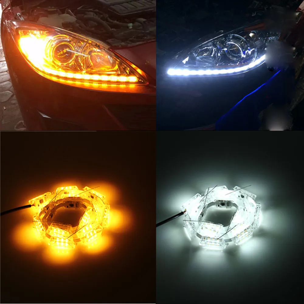 2Pcs Car Flexible Switchback LED Knight Rider Strip Light For Headlight