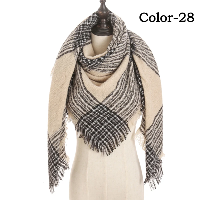 new designer brand women cashmere scarf triangle winter scarves lady shawls and wraps knit blanket neck striped foulard