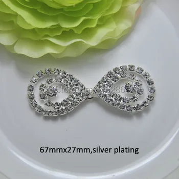 

(J0394) 67mmx27mm interlock crystal buckle,metal buckle