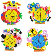 1 шт. Забавный мультфильм DIY 3D EVA материал мультфильм животное ручной работы часы Ранние обучающие игрушки для детей подарки на день рождения