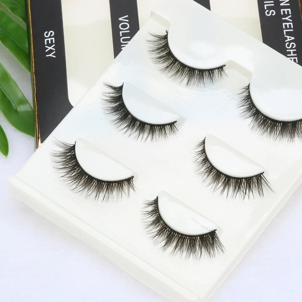2019New Fashion style 3 пары накладных ресниц Утонченная ручная точилка Мягкие Прозрачные