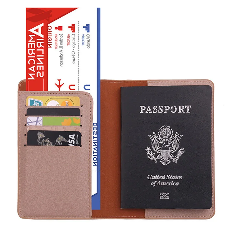 Новинка, держатель для паспорта из искусственной кожи, аксессуары для путешествий, Женская Обложка для паспорта, органайзер для хранения, бизнес кошелек для кредитных карт - Цвет: Khaki