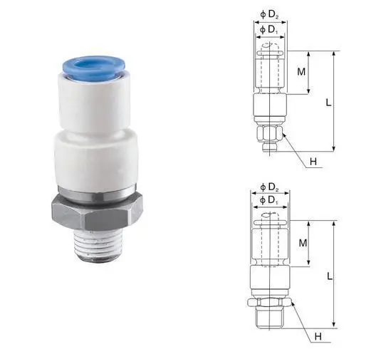 

JAPAN Rotary On-touch Fittings KSH08-02S (standard) 8mm R1/4