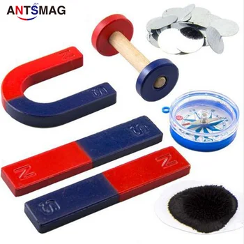 

3Sets Magnet Kit For Education Science Experiment Tools Icluding Bar/Ring/Horseshoe/Compass Magnets
