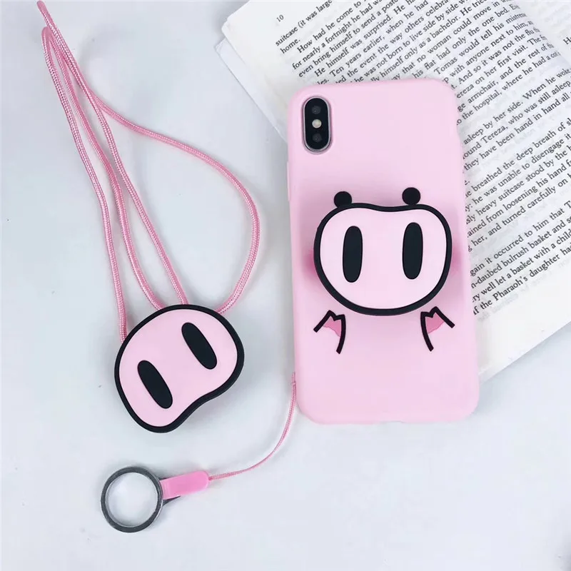 

Funny Pink Cute Pigs Phone Case For Iphone XR Xs Max X Cases Full Protective Soft Nose Animal Back Cover for Iphone 6s 7 8 Plus