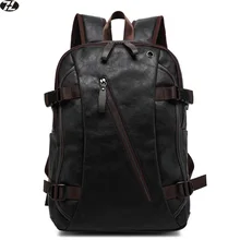 2016 Vente Chaude pu Sac À Dos En Cuir Hommes Occasionnels Sac À Dos et Sacs de Voyage Western College Style épaule polochon sac Mochila Zip