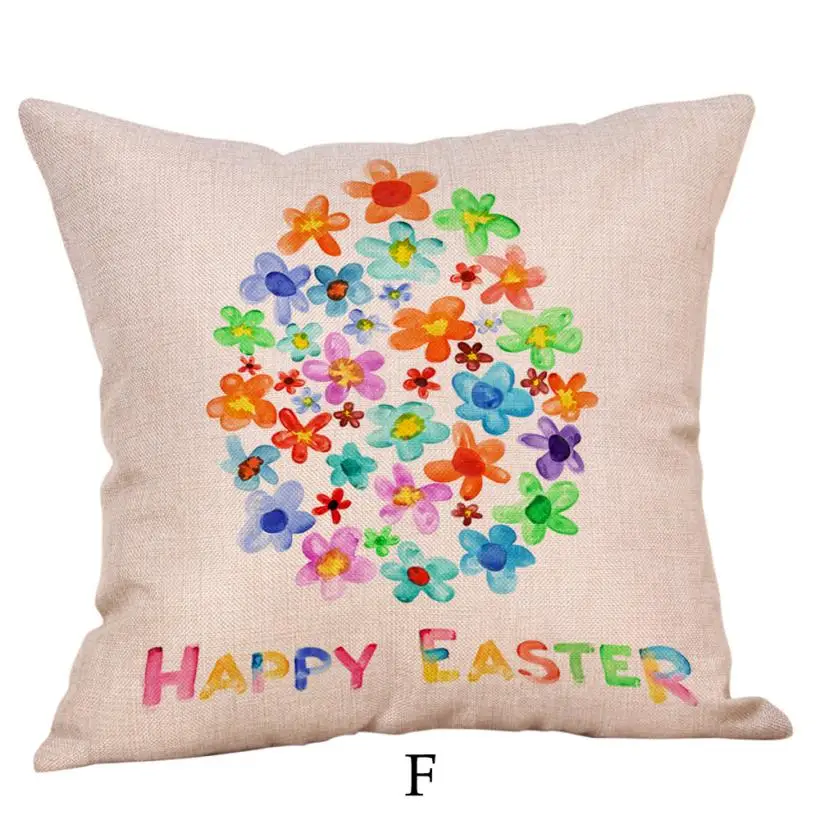 2018 New Pillow Case 45*45 Happy Easter Pillow Cases Linen Sofa Cushion Cover Home Decor Pillow