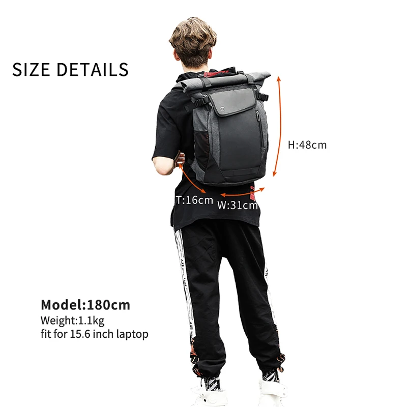 KAKA, модный мужской рюкзак для путешествий, водонепроницаемый, 15,6, рюкзак для ноутбука, унисекс, большой объем, USB порт, мужской рюкзак с защитой от кражи