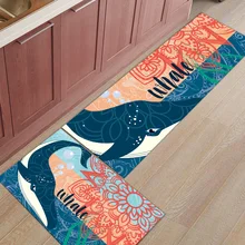 2 шт. кухонные подстилки И КОВРИКИ НАБОР Современный морской жизни морской Кит животные домашний декор Нескользящая зона бегун входной коврик