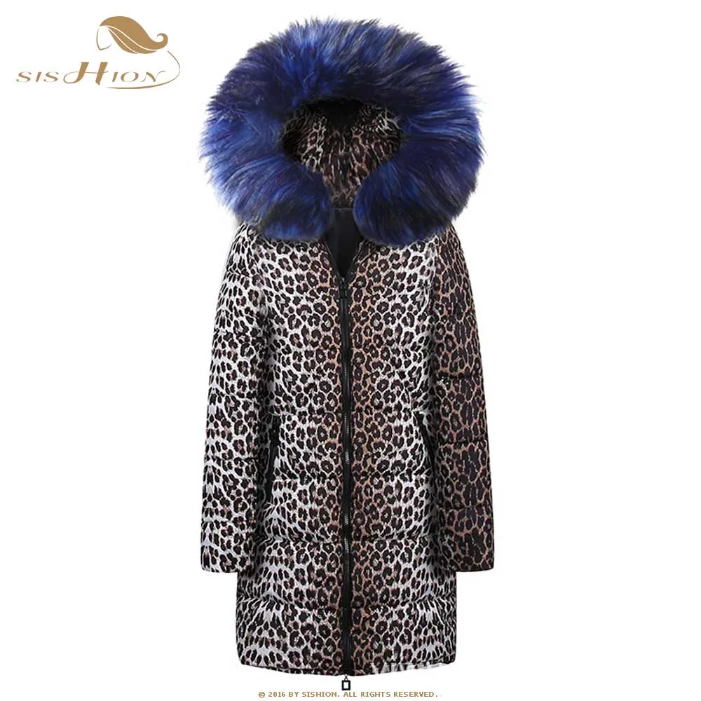 

SISHION 2019 Autumn Winter New Thin Leopard Parkas QY0220 Women Hooded Casual Plus Size Long Coat Warm For Women Parkas