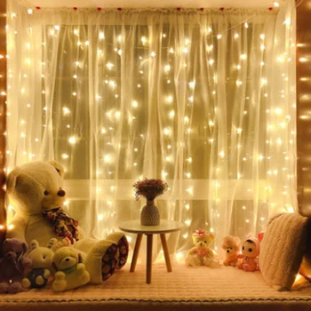 

3X3M Curtain Light LED String Light Fairy Icicle LED Christmas Garland Wedding Party Patio Window Outdoor String Light Decor