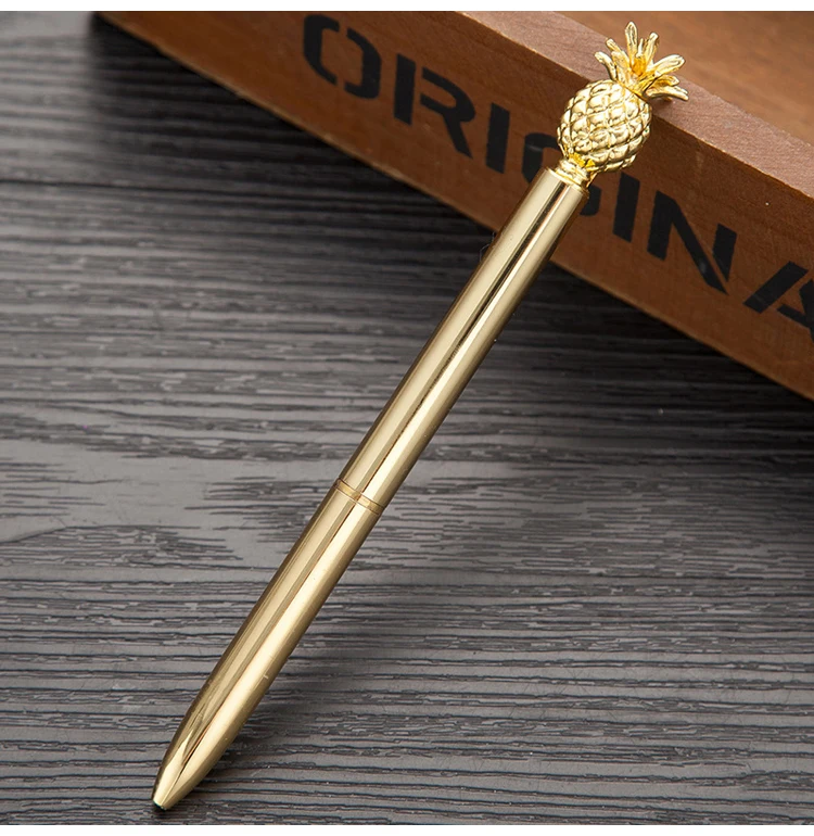 Розовое золото ручка 1,0 мм металлическая шариковая ручка новые странные ананасовые ручки канцелярские подарки Kawaii 3 цвета Письма школьные офисные принадлежности