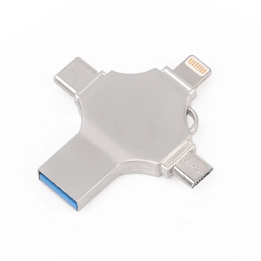 

Flash Drive 128GB 4in1 USB3.0 OTG Multifunctional U Disk for iPhone Android phone Computer Type-C External Memory Storage Device