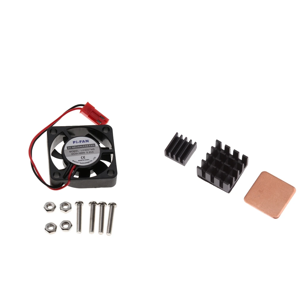 Dovewill DC 5V Brushless CPU Cooling Fan + Heatsinks for Raspberry Pi 3B/ 2B/ B+