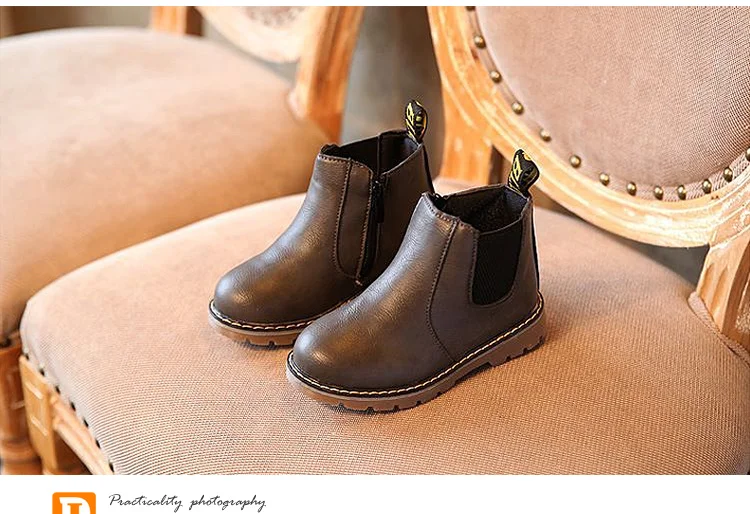 2018 Children Martin Boots Classic Style Plush Kids Boots Snow Pu Leather Warm Winter Shoes Rubber Falt Boys Girls Boots 569 (5)