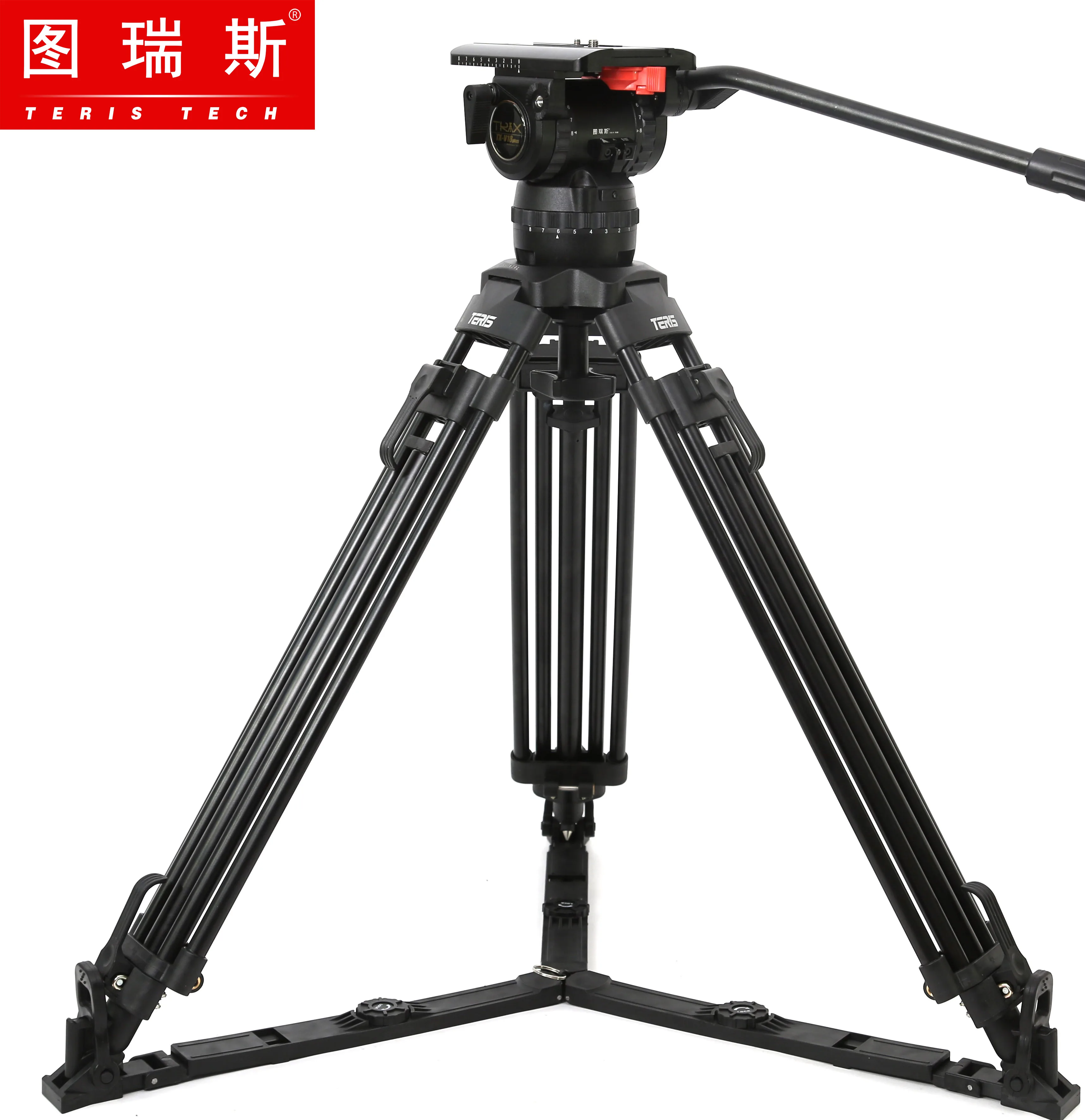 V18l Aluminum Heavy Duty Professional Video Camera Tripod Legs With 100mm Bowl Fluid Head For