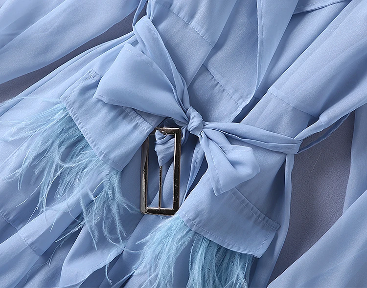 HIGH STREET Новая мода летнее дизайнерское подиумное Платье женское элегантное перспективное перьевое кружевное платье с поясом серое синее платье