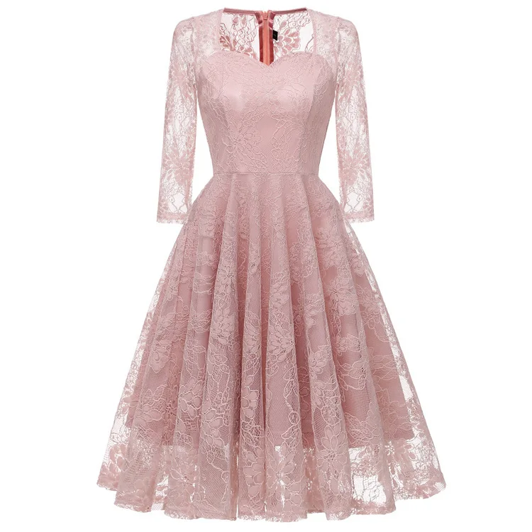 2018 Autumn And Winter Cocktail Dresses Long Sleeves Full Lace Short