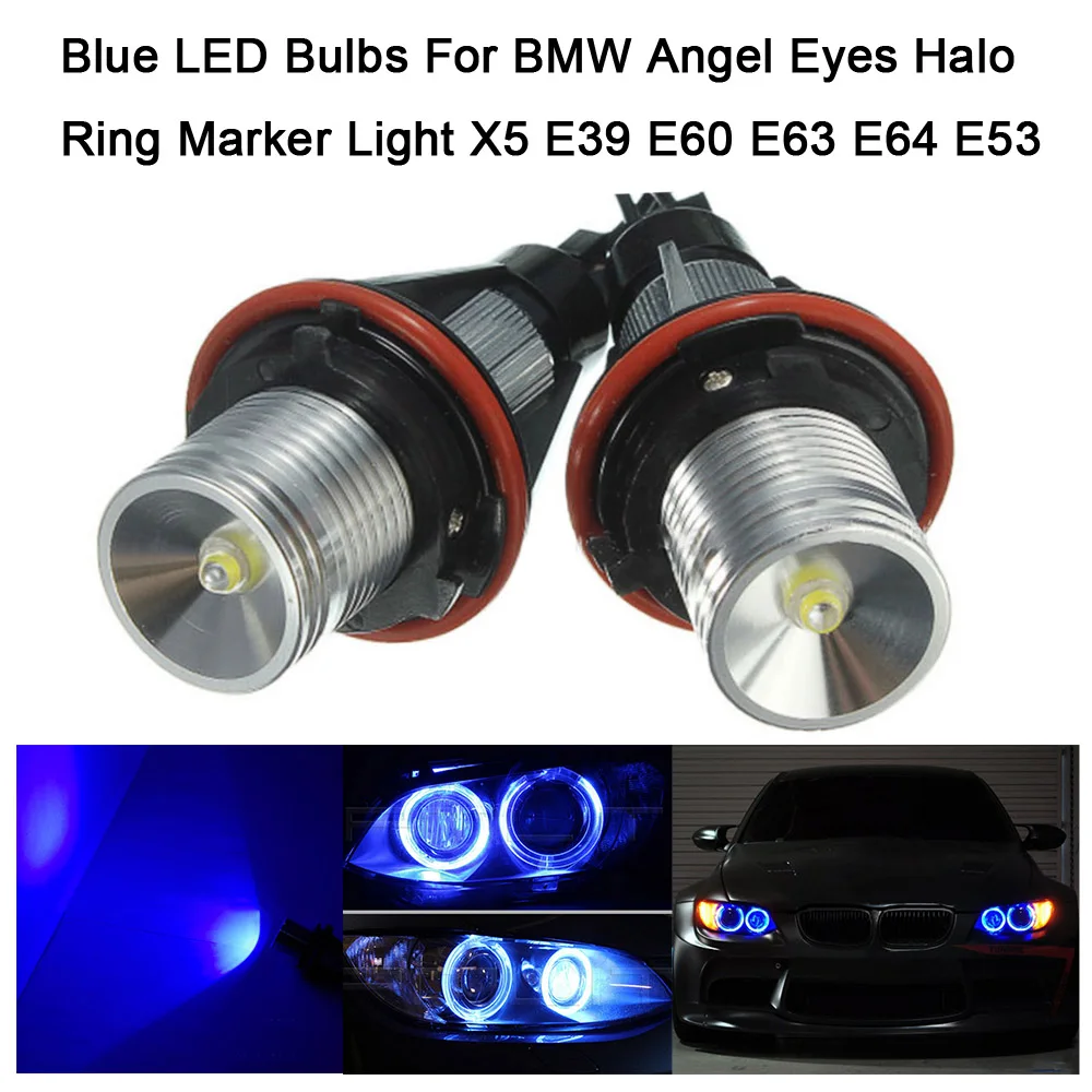 2x 6W Car LED Marker Angel Eye Halo Ring LED Blue Light Bulb For BMW X5
