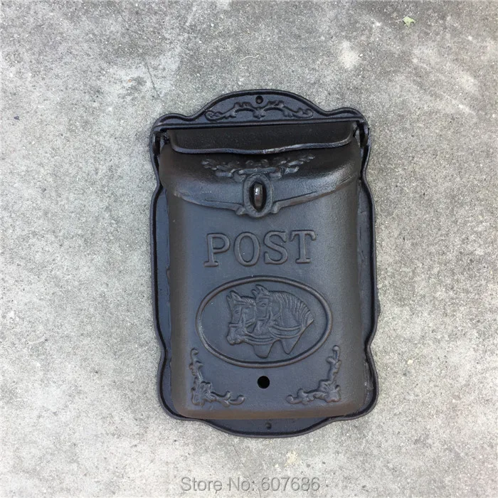 Cast Iron Mailbox Wall Mounted Heavy Horse Animal Wrought Iron Mail Letter Post Box Metal Postbox Garden Home Outdoor Decoration