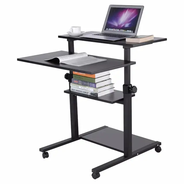 Practical And Convenient Wood Mobile Computer Work Station Desk