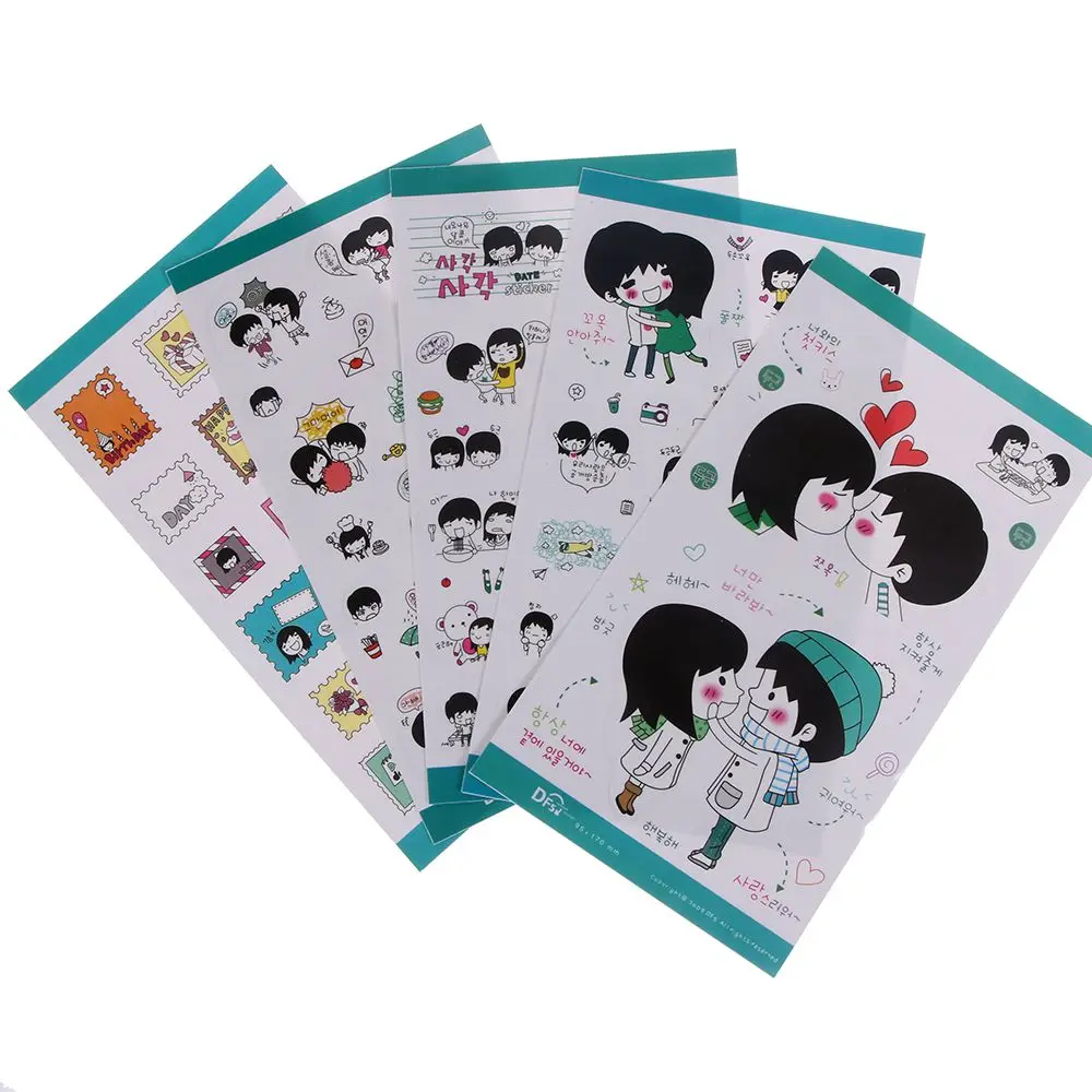 

25PCS/5sheet DIY Cute Girl Boy Lover Couple PVC Decorative Diary Sticker Stationery Sticky Label Stickers